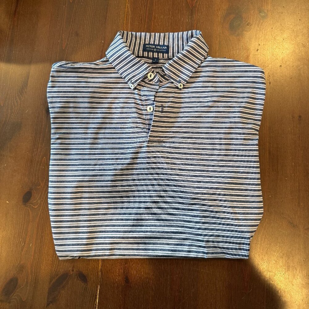 Peter Millar Mens Small Polo Shirt Crown Crafted Golf Striped Performance - Picture 3 of 8